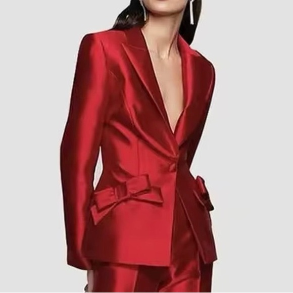 NEW WOMEN’S TWO-PIECE BOW BLAZER SUIT SET - Picture 3 of 4